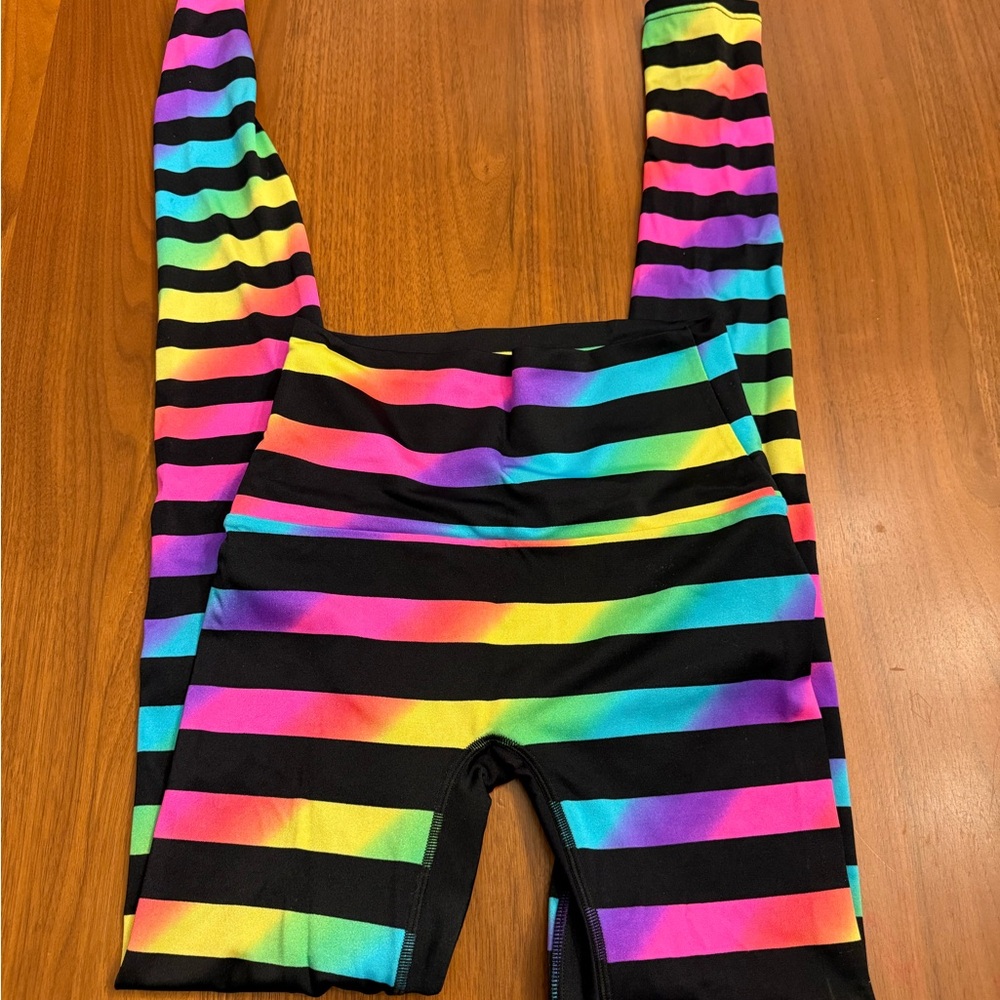 K-DEER Rainbow Striped Leggings